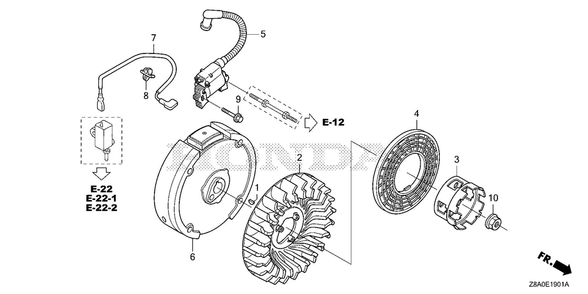 Flywheel - Ignition Coil (Cast Iron) Diagram and Parts List for GC160LAX (Type QBC)(GCAHA-6025169-9999999) Honda Engine
