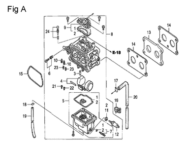 Fig-1 Diagram and Parts List for GCV530 Type QEA1A Honda Engine