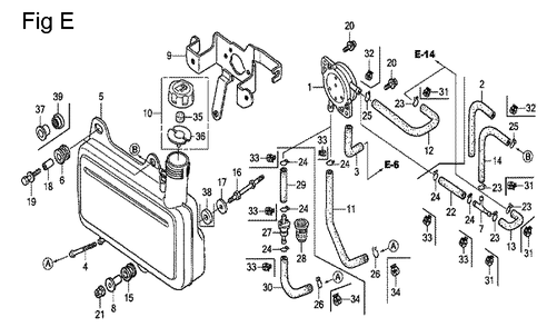 Fig-5 Diagram and Parts List for GC160 Type SHE Honda Engine