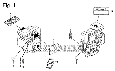 Fig-8 Diagram and Parts List for GS190A Type SBE6 Honda Engine