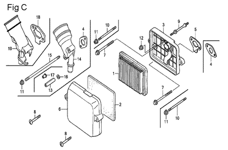Fig-3 Diagram and Parts List for GX100U Type BE14 Honda Engine