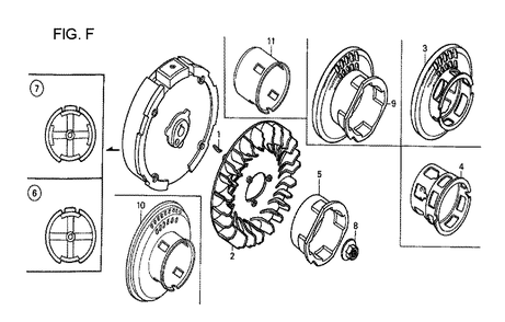 Fig-6 Diagram and Parts List for GX120T1 Type QXBR Honda Engine