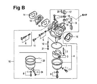 Fig-12 Diagram and Parts List for GXV120 Type N2T Honda Engine