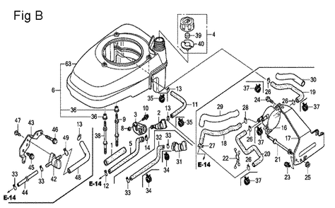 Fig-2 Diagram and Parts List for GCV160A Type A1A Honda Engine
