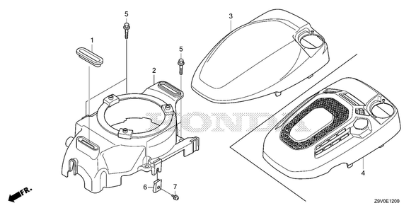 Fan Cover Diagram and Parts List for GCV200LA (Type G5BR)(GJAVA-1000001-9999999) Honda Engine