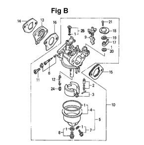 Fig-12 Diagram and Parts List for GXV140 Type A1 Honda Engine