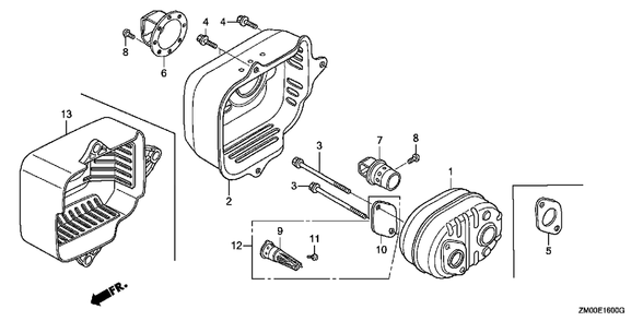 Muffler Diagram and Parts List for GCV160LA0 (Type  G5AF)(GCAD-1000001 - 9999999) Honda Engine