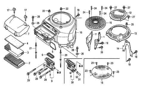 Fig-0 Diagram and Parts List for GCV530U Type PEE9 Honda Engine