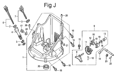 Fig-10 Diagram and Parts List for GCV160LA Type N7A1 Honda Engine
