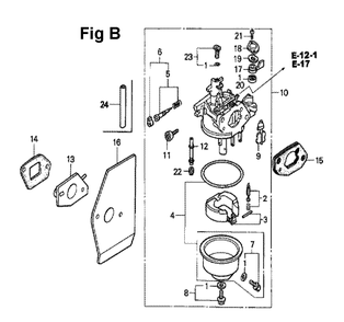 Fig-8 Diagram and Parts List for GXV160K1 Type A1 Honda Engine