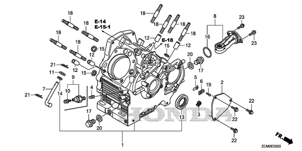 Crankcase Diagram and Parts List for GX690RH (Type TXFC)(GCAPH-2000001-9999999) Honda Engine