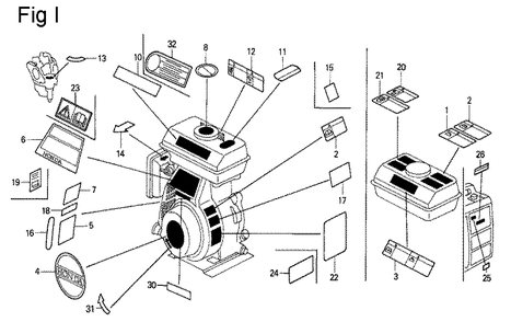 Fig-9 Diagram and Parts List for G100K2 Type SJ2 Honda Engine