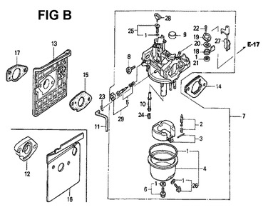 Fig-5 Diagram and Parts List for GXV340K1 Type DN Honda Engine