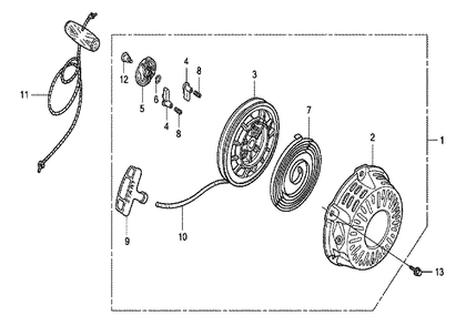 Fig-0 Diagram and Parts List for GX120K1 Type QX7 Honda Engine