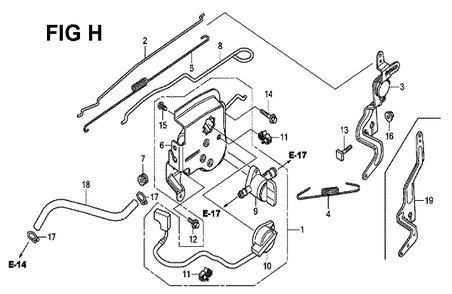 Fig-8 Diagram and Parts List for GCV190LA Type N5AV Honda Engine