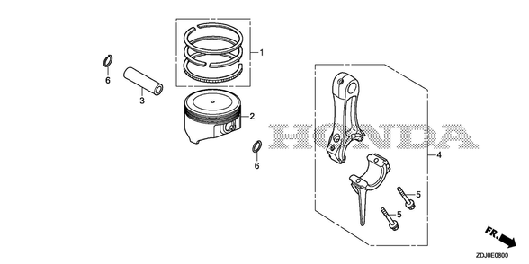 Part Location Diagram of 13200-ZDJ-900 Honda ROD ASSY., CONNECTING