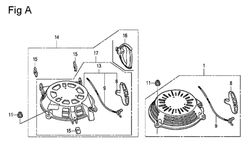 Fig-1 Diagram and Parts List for GCV160A Type E5A4 Honda Engine