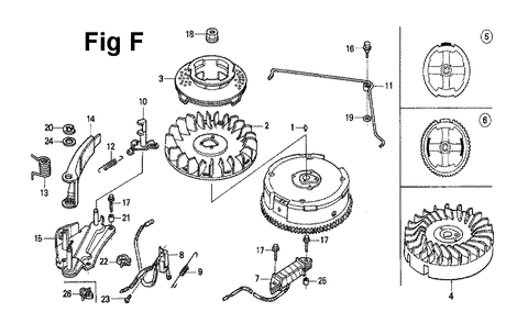 Fig-5 Diagram and Parts List for GXV120 Type S Honda Engine