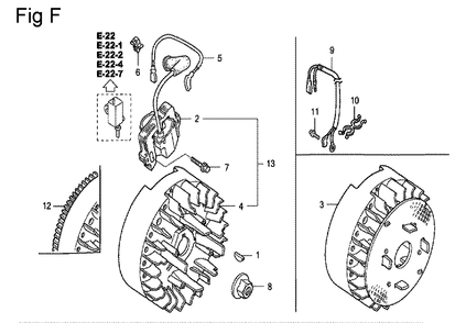 Fig-6 Diagram and Parts List for GC135 Type QFC Honda Engine