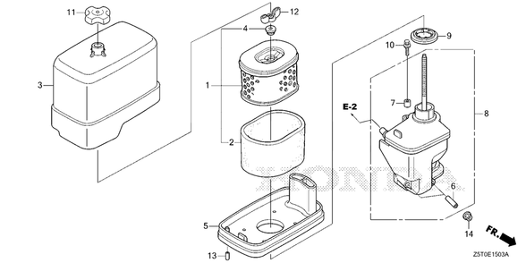 Air Cleaner (4) Diagram and Parts List for GX390UT2 (Type  LX2/A)(GCBCT-3000001 - 3485996) Honda Engine