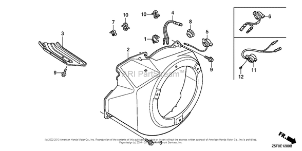Fan Cover Diagram and Parts List for GX240U2 (typeQA2)(GCBPK-1000001) Honda Engine