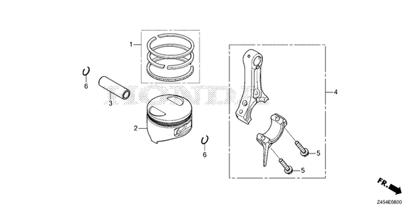 Piston-Connecting Rod Diagram and Parts List for EU3200I (Type  AC)(EBKJ-1000001 - 9999999) Honda Generator