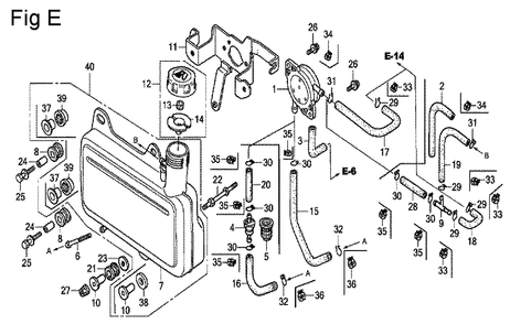 Fig-5 Diagram and Parts List for GC190A Type QHC Honda Engine