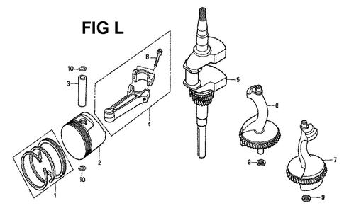 Fig-9 Diagram and Parts List for GXV340K2 Type DCA Honda Engine