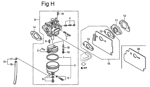 Fig-8 Diagram and Parts List for GC160LA Type QHA Honda Engine