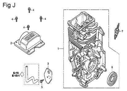 Fig-10 Diagram and Parts List for GC190A Type QHP7 Honda Engine