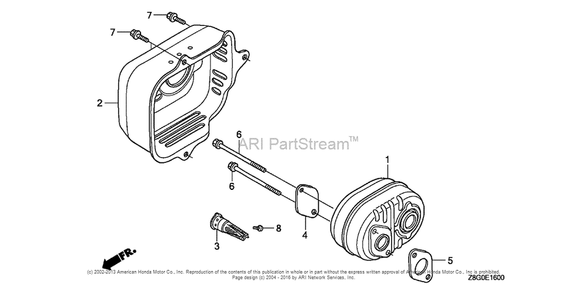 Muffler Diagram and Parts List for GCV160LE (typeN7A1)(GJAAE-2075803) Honda Engine