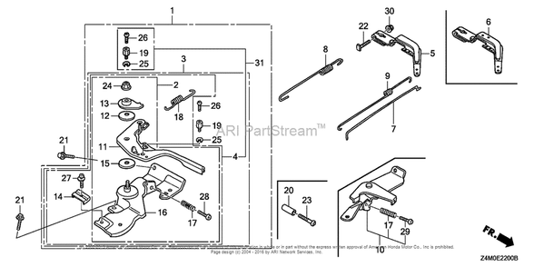 Control Diagram and Parts List for GX160RT1 (typeRHG4)(GCAFT-1000001) Honda Engine