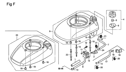Fig-6 Diagram and Parts List for GSV190A Type N1L Honda Engine