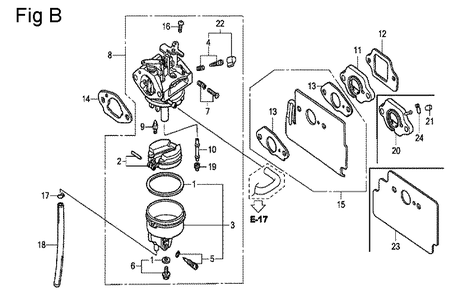 Fig-2 Diagram and Parts List for GC160A Type QHW Honda Engine