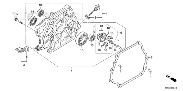 Crankcase Cover (2) Diagram and Parts List for GX390UT2 (Type  LX2/A)(GCBCT-3000001 - 3485996) Honda Engine