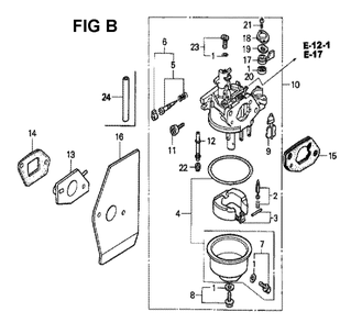 Fig-10 Diagram and Parts List for GXV160K1 Type SFL Honda Engine