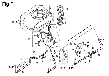 Fig-6 Diagram and Parts List for GSV190A Type A3TE Honda Engine