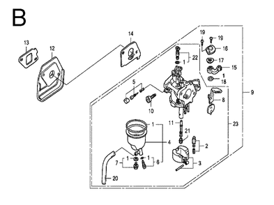Fig-2 Diagram and Parts List for GX100 Type QBE Honda Engine