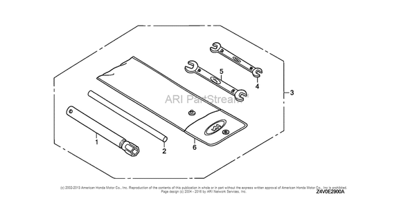 Tool Diagram and Parts List for GX200UT2 (typePXU)(GCBTT-1000001) Honda Engine