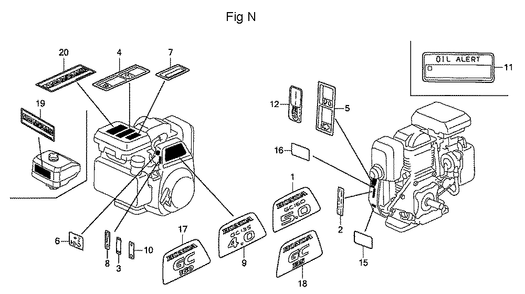 Fig-14 Diagram and Parts List for GC160A Type MEA2 Honda Engine