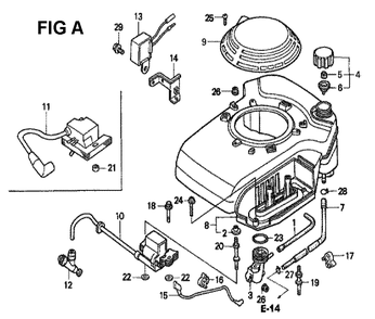 Fig-10 Diagram and Parts List for GXV160K1 Type SFY1 Honda Engine