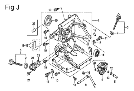 Fig-10 Diagram and Parts List for GC135 Type QHE Honda Engine