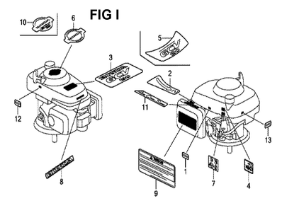 Fig-9 Diagram and Parts List for GCV190LA Type N5AV Honda Engine