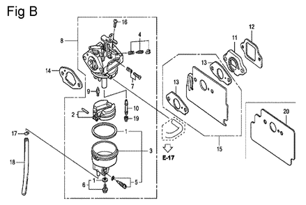 Fig-2 Diagram and Parts List for GC160LA Type PHA Honda Engine