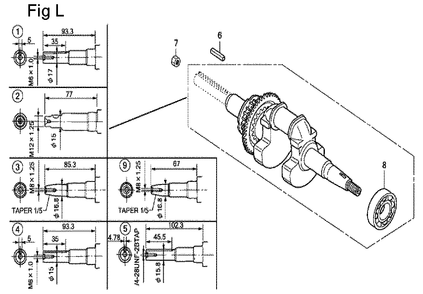 Fig-12 Diagram and Parts List for GX100U Type KRB Honda Engine