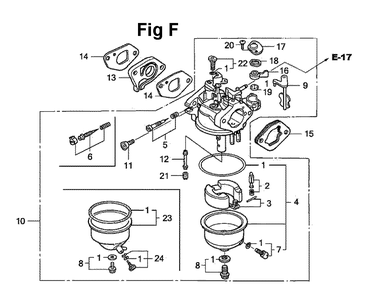 Fig-11 Diagram and Parts List for GXV120 Type N2CA Honda Engine