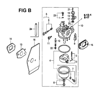 Fig-4 Diagram and Parts List for GXV160 Type N1 Honda Engine