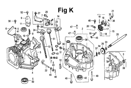 Fig-14 Diagram and Parts List for GXV160 Type N1E2 Honda Engine