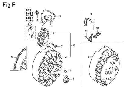 Fig-6 Diagram and Parts List for GC160 Type VXU Honda Engine