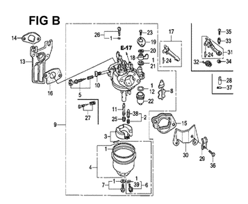 Fig-13 Diagram and Parts List for GX160H1 Type VSP Honda Engine